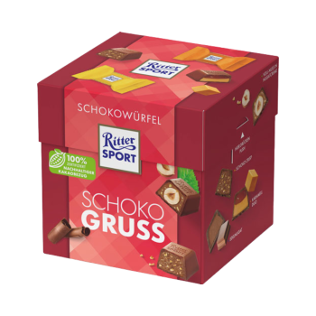 Ritter Sport Schokowuerfel Schokogruss, 4 Sorten Voll ­Nuss in Nugatcreme, Schoko Crisp, Karamell, Edelnugat, 22 Stueck, 176g
